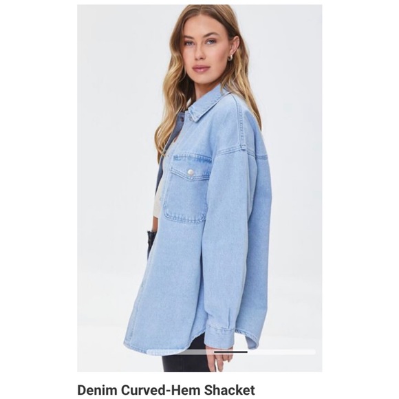 Forever 21 Denim Curved-Hem Shacket Size Small - Picture 7 of 11